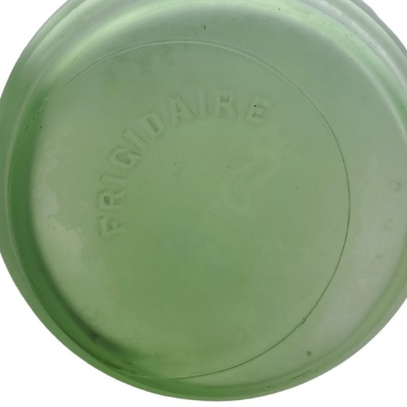 COPY: Vintage Uranium Glass Vase Frigidaire Green Satin Ribbed bottle, 9”, 1930s - Picture 2 of 4